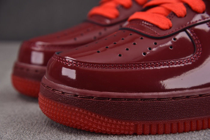 Nike Air Force 1 Low Patent Leather Dark Team Red Safety Orange IO4489-601