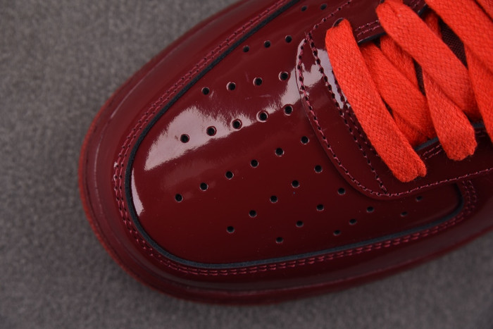 Nike Air Force 1 Low Patent Leather Dark Team Red Safety Orange IO4489-601