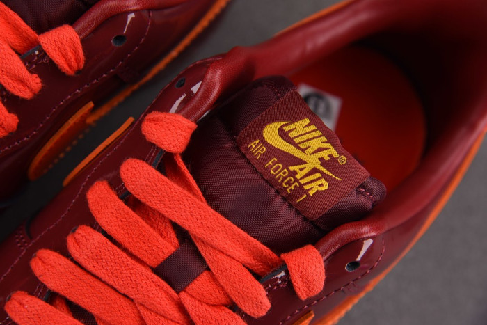 Nike Air Force 1 Low Patent Leather Dark Team Red Safety Orange IO4489-601